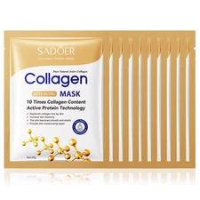 10Pcs SADOER Collagen Face Mask Firming Moisturizing Repair Brightening Skincare