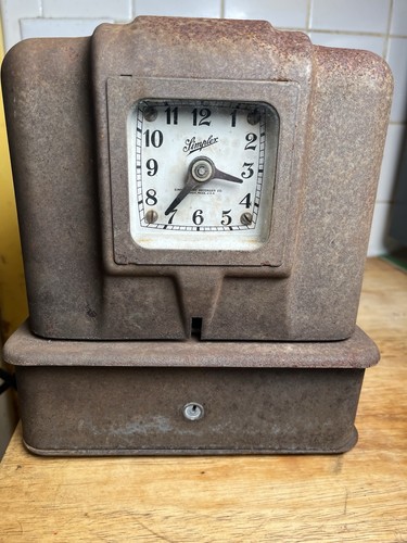 Vintage Simplex Time Recorder Clock JCG14R4 Working Stamp 115V Industrial