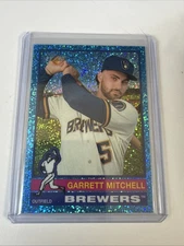 2025 Garrett Mitchell Topps Heritage Chrome Light Blue Sparkle Brewers #479