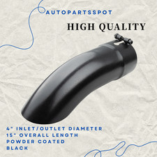 For 4 Inout 15 Long Stainless Steel Curved Exhaust Tip Powder Coated