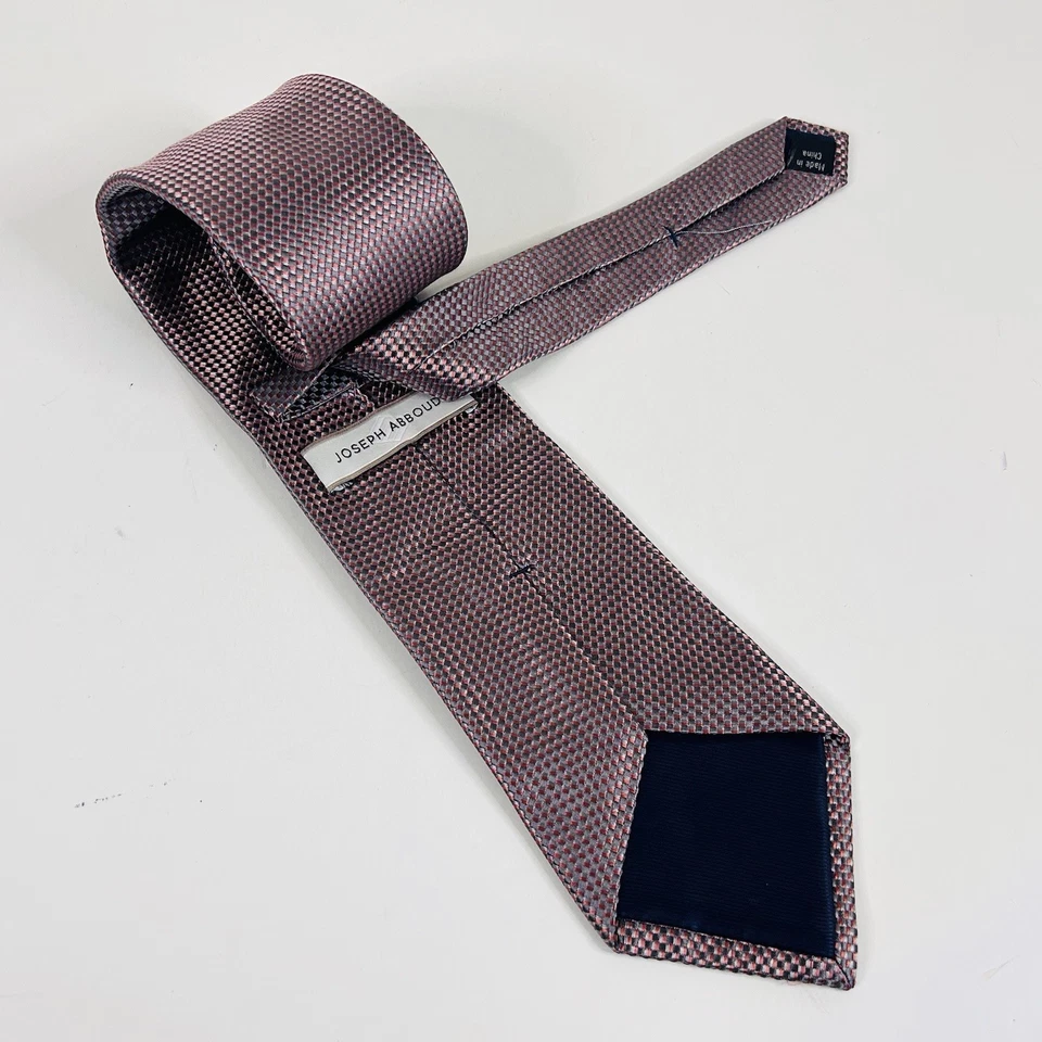 Corbata Joseph Abboud 100 % seda tejido geométrico naranja plata 3/4 x 60 1/2 Foto 2 de 3