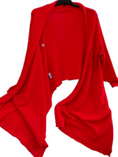 Soft Goat Beautiful   Red  100% Cashmere  Open Asymmetric Cardigan Wrap