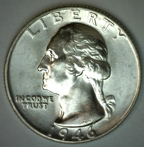 1946 Washington Quarter Coin BU 25c Silver Brilliant Uncirculated 25 Cents