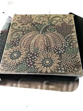 Framed Diamond art painting kit Pumpkin with fall flowers 7 7/8" square