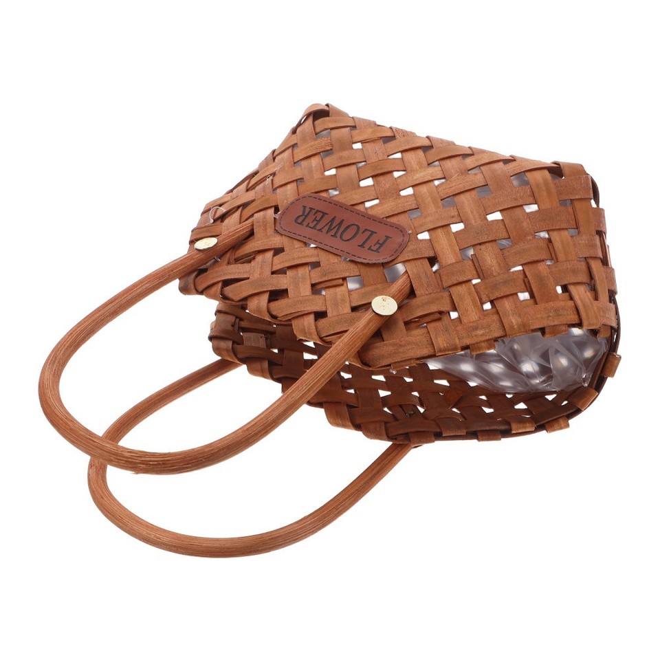 Ddark Bread Handwoven Wood Storage Basket Light Brown Rustic Fruit Bread Basket ...