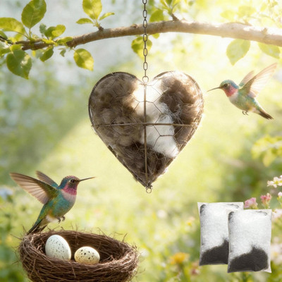 Handmade Bird Nesting Heart Refillable, 2 Bags Natural Bird Nesting Materials In