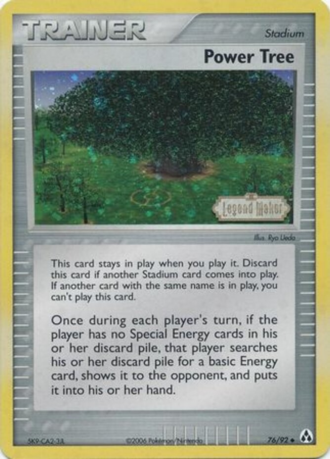 Heavily Played, English Pokemon Reverse Holo Power Tree - 76/92 - Uncommon - Rev