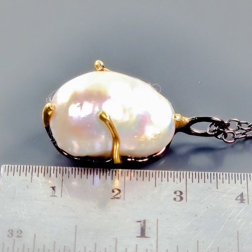 NEW Jewellery Natural Baroque Pearl Necklace 925 Sterling Silver 17.75"/N25650 - Picture 3 of 8