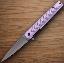 MTech Assisted Folding Knife 3.5" 3Cr13MoV Steel Blade Purple Aluminum Handle