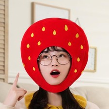 Cute Plush Hat Strawberry Warm Headdress Costume Accessories for Event Cosplay