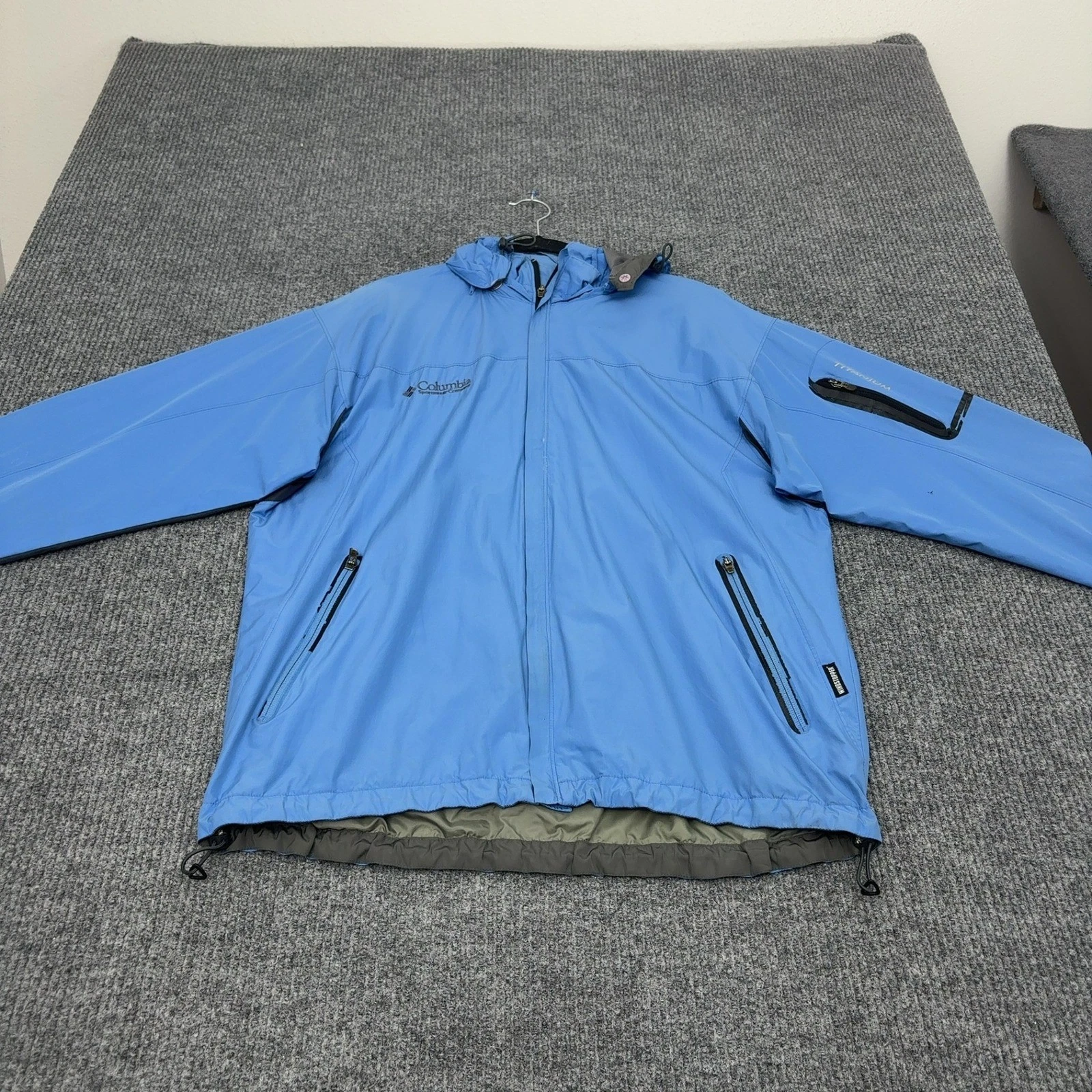 Columbia Jacket Mens XL Blue Polyester Titanium Windstopper Hooded Gorpcore image 1