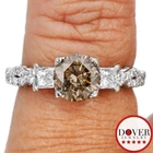 GIA 1.39ct Fancy Brown Diamond 14K White Gold 3-Stone Engagement Ring 3.7 Gr NR