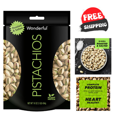 Wonderful Pistachios, In-Shell Roasted & Salted Nuts, 16 Ounce Bag | eBay