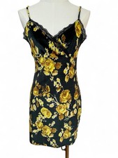 Urban Outfitters Women’s Black Velvet Floral Coquette Fairy Slip Dress - Medium