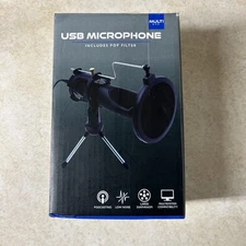Portable USB Microphone with Pop Filter & Stand | Multi-System Compatible | NIB