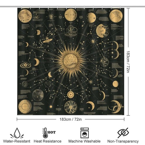 4Pcs Astrology Constellation Shower Curtain Sets with Rugs, Toilet Lid Cover ... - Picture 2 of 8