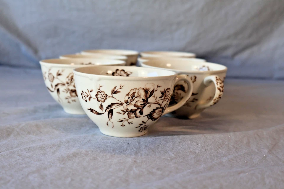 Vintage Johnson Bros Windsor Ware Brown Floral Transferware Dinner Set England - Image 3 of 4