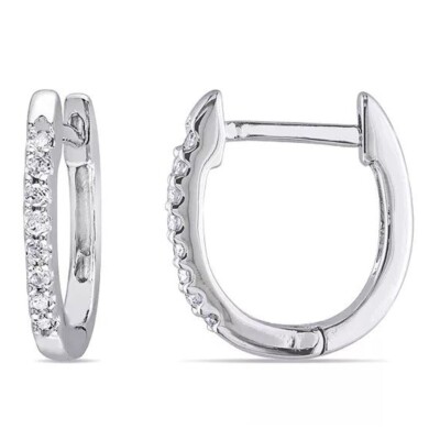 1/10CT Natürlicher Diamant Klein Reifen Huggies Ohrringe 14K Vergoldet Silber