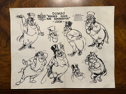 Original Disney Set Of 3 Dumbo Timothy Mouse Ringmaster Model Sheet 1941 - Picture 4 of 4