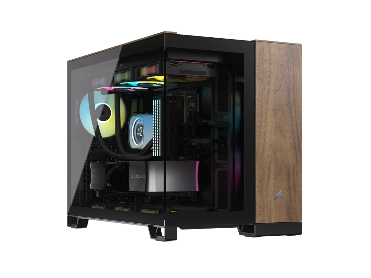 CORSAIR 2500X Micro ATX Dual Chamber PC Case, Black/Walnut, CC