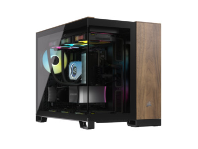 CORSAIR 2500X Micro ATX Dual Chamber PC Case, Black/Walnut, CC