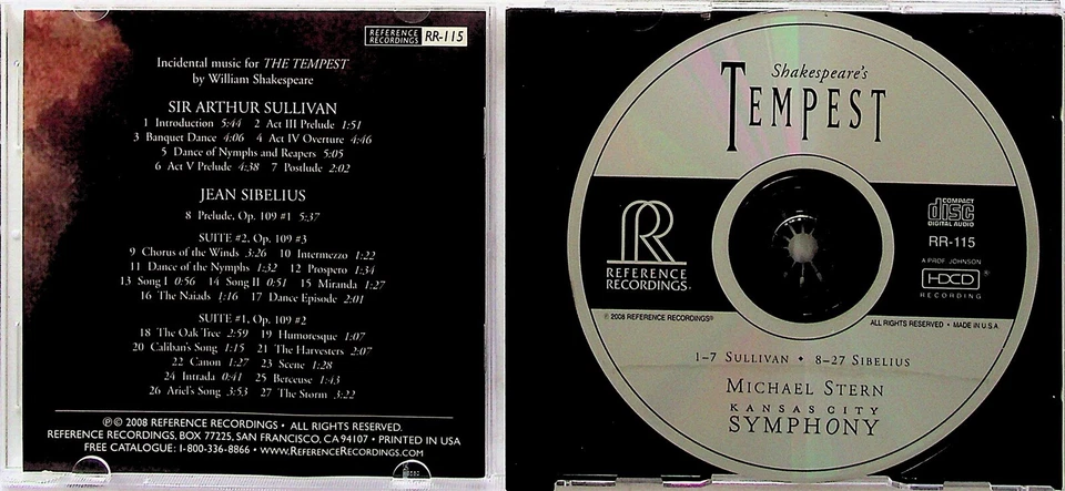 Shakespeares Tempest -CD -Michael Stern (Reference Recordings 24 Bit) Sibelius - Image 2 of 3