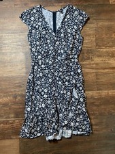 J. Crew Navy Floral Faux Wrap Mini Dress Sz 00 $79.50 J4252