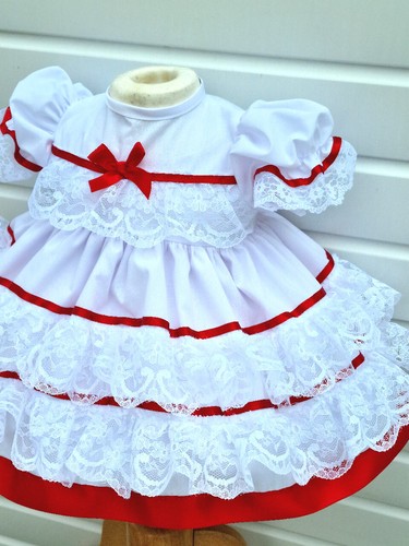 DREAM 0-18 mth baby girls lace and ribbon layers traditional frilly netted dress - Picture 18 of 20