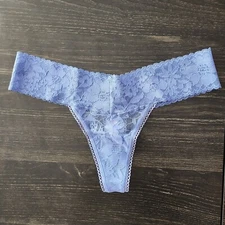 Vintage Y2K Victoria's Secret Thong Size S Lace Waist G String Panties Blue