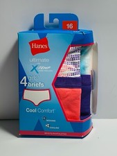 Hanes Girls Ultimate X-Temp Cool Comfort Briefs  4-Pack Size16 New Damaged Box