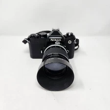 Nikon FE Black 35mm Camera Film Tested W 43-86mm Lens, HS-9 Hood + UV filter