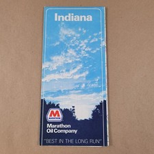 1970s Marathon Oil Indiana Vintage Road Map Gas and Oil Advertising