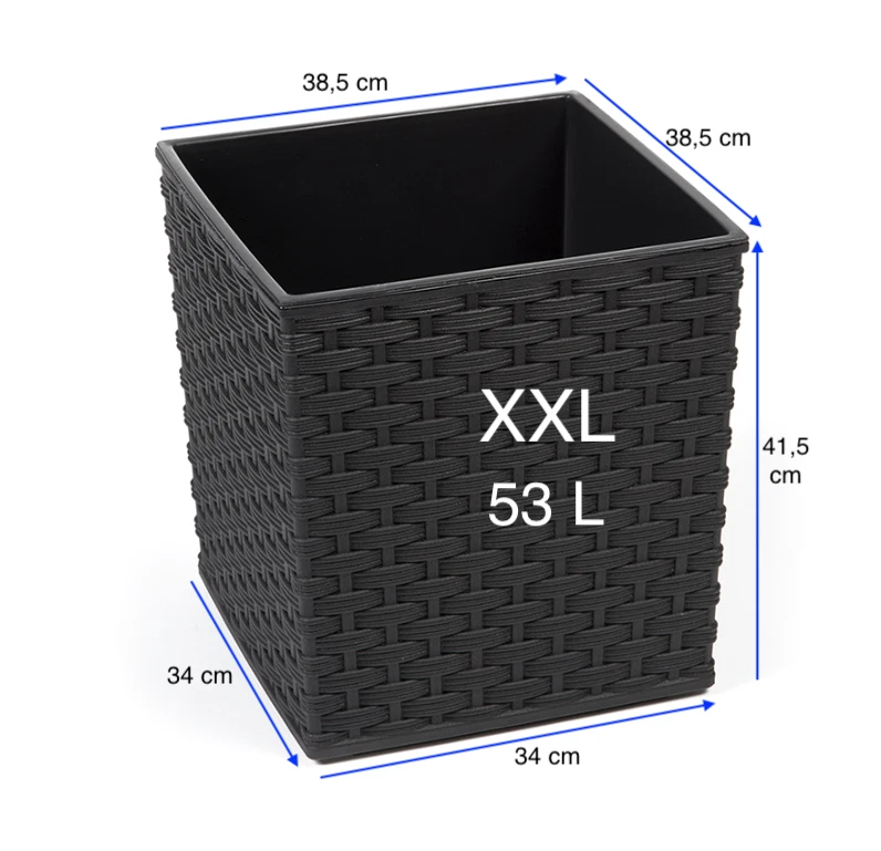 Blumenkübel Polyrattan Übertopf Blumentopf Einsatz Rattan schwarz XXL (H:41cm) - Bild 2 von 4
