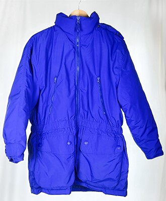 Eddie Bauer Womens Goose Down Jacket Parka  Purple Hooded Pockets Zipper Size M