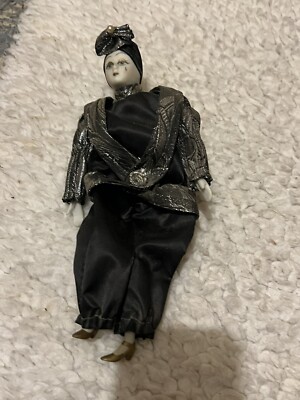 Vintage Porcelain Harlequin Pierrot Tear Drop Clown In Black 10
