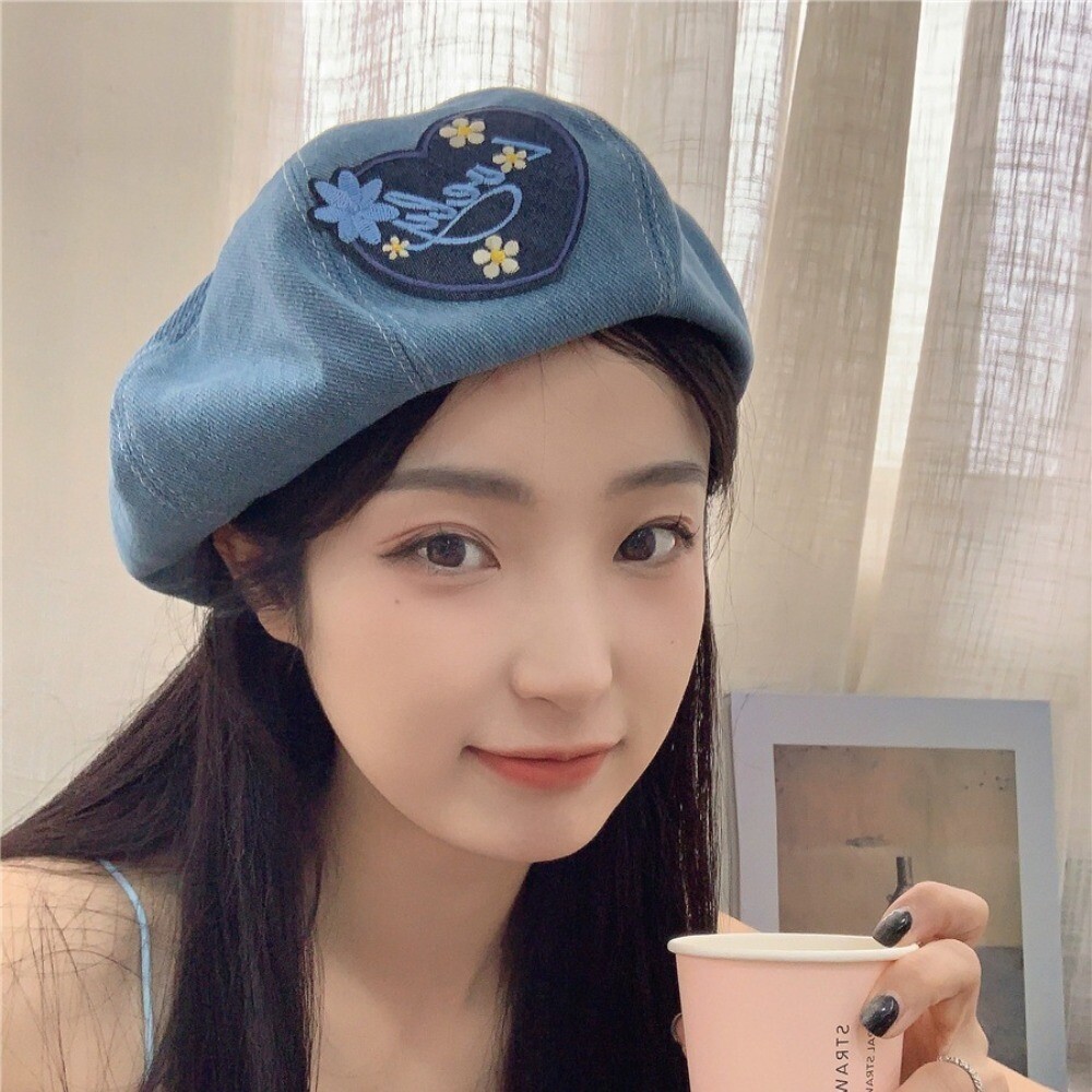 Flower Beret Embroidery Painter's Hat New Brimless Hat Women eBay