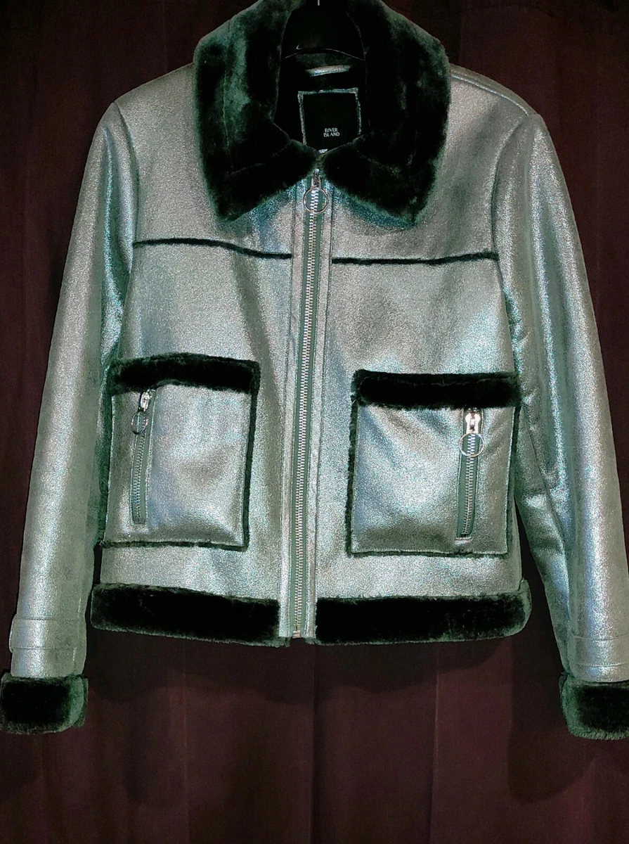 River Island Silver jacket size 12 eBay