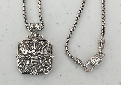 FANTASTIC KONSTANTINO STERLING SILVER BEE NECTAR LOCKET PENDANT+20IN CHAIN! - Picture 2 of 16