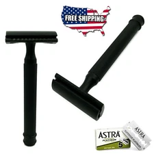 WET CUT THROAT SMART DE SAFETY RAZOR 4" LONG HANDLE MADE IN GERMANY + 5 BLADES