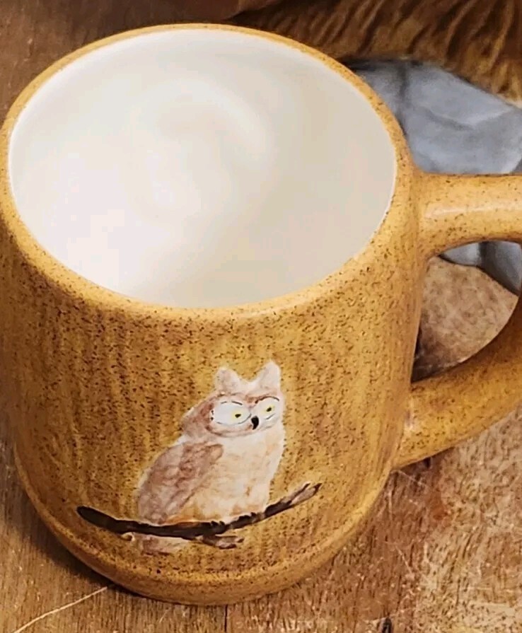 8pc Vtg Ceramic Kitchen Owl Coffee/Tea Mugs Branch Tree Mug Rack