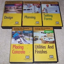Building With Instulating Concrete Forms 5 VHS Video Set Portland Cement