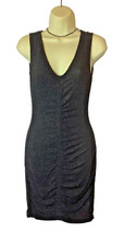 Black Sparkly Lurex Sleeveless Bodycon Occasion Party Dress 8 NWT