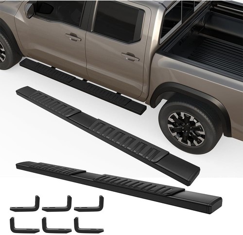 Pedane Laterali AutoBull Per Nissan Frontier Crew Cab 2005-2024 - 2 Gradini Da 6 Pollici In Acciaio Al Carbonio Nero