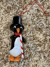 PENGUIN with a Cane Figure Christmas Ornament 3" Midwest Vintage