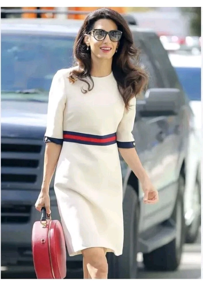 Robe en laine crème GUCCI Cady ASO Amal Clooney taille 36 uk 4