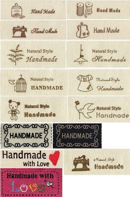 Einnäher Seide Baumwolle Webband HANDMADE Band Etikett Borte Nähen Hobby DIY 