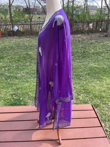 Purple Sheer Plus Size Cardigan With Embroidered Details & Open Front Laffaire - Picture 8 of 8
