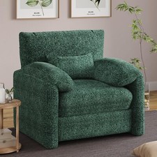 Oversized Modern Fireside Tub Sofa - Velvet Living Room Armchair with Pillow