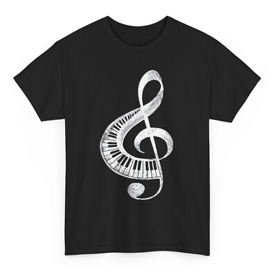 Treble Clef Music Notes Keyboard T-shirt - Novelty Pianist Musician Graphic Tee