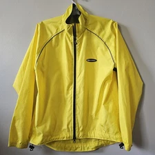 Louis Garneau Cycling Jacket Men's Size Medium Hi Viz Yellow Rain Long Sleeve